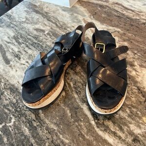 Attilio Giusti Leombruni Dark Leather Sandals, size 38, have wear/need wash